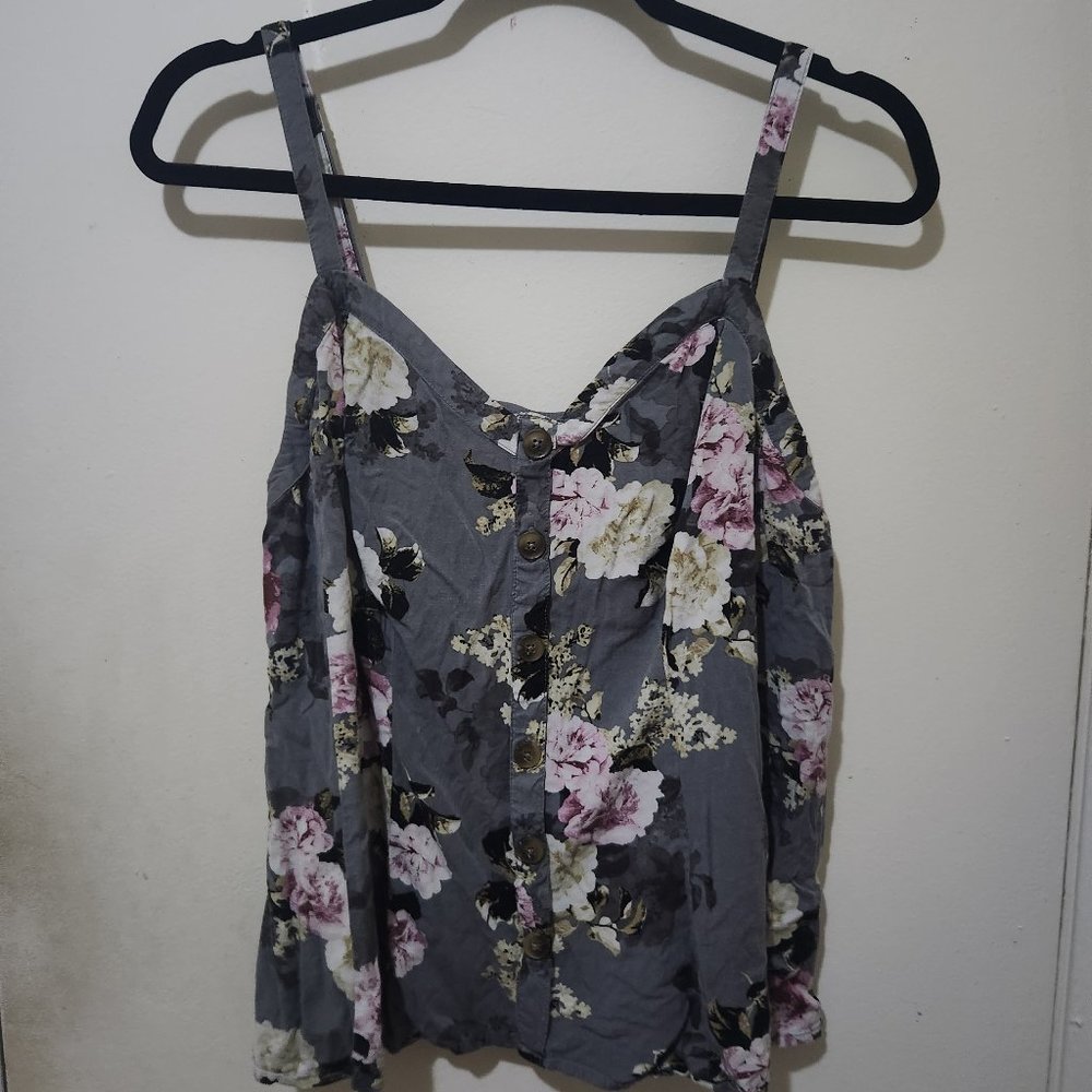 Torrid Floral Sleeveless Top Gray Size 2 (2X)